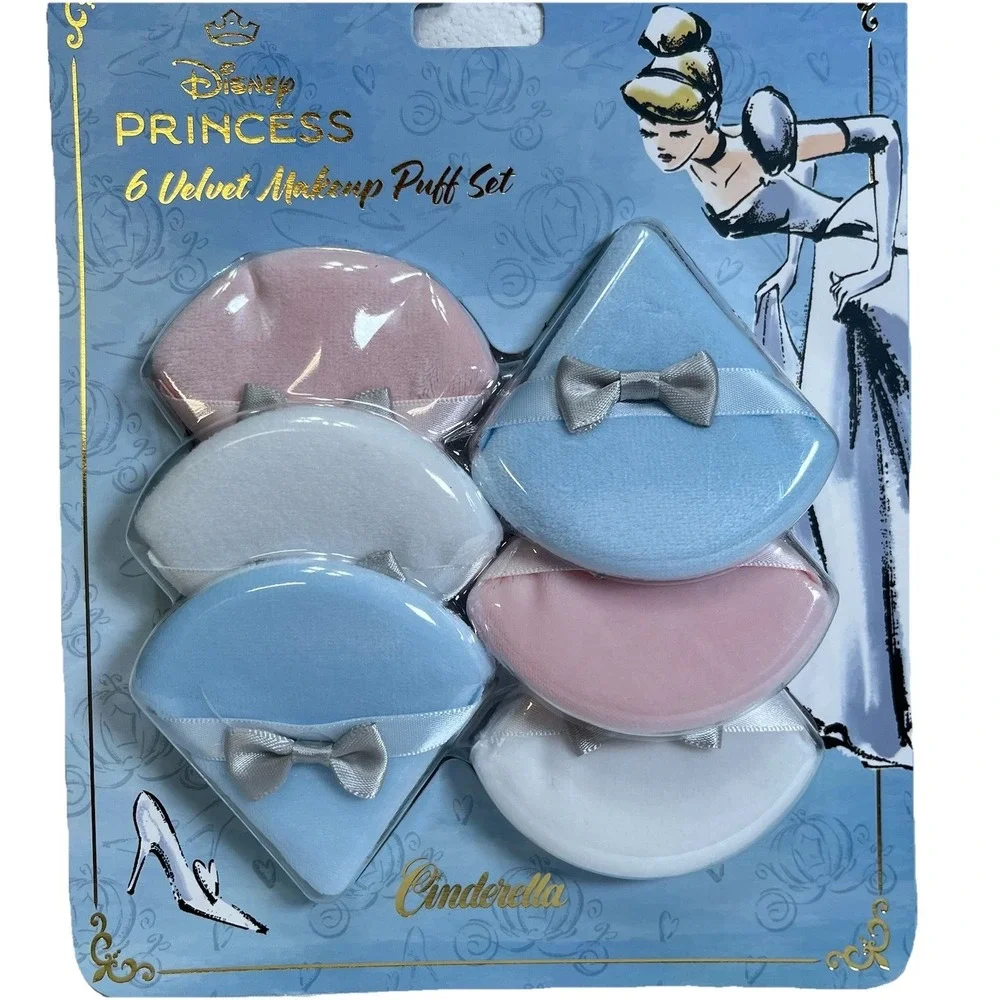 New Disney Princess CINDERELLA - 6 Velvet Makeup Puff Set